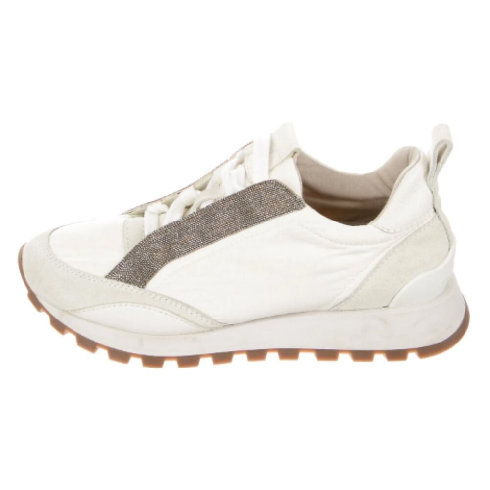 BRUNELLO CUCINELLI Leather Colorblock Pattern Sneakers